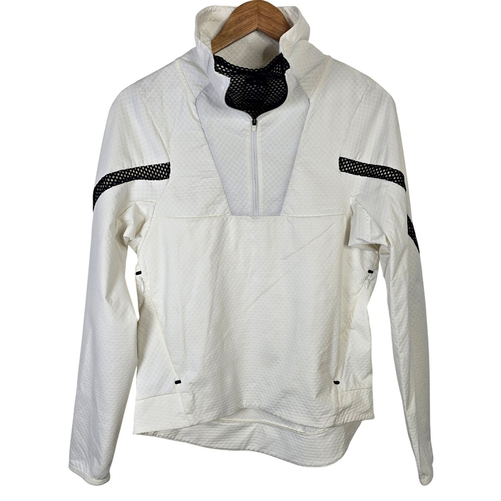 Nike Dri-FIT Womens Quarter Zip Running Jacket White Mesh 743166-100‎ Small